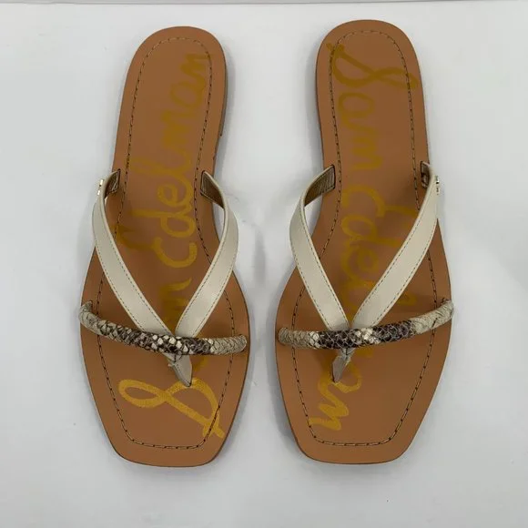 Sam Edelman Abbey flat thong slide leather sandals snake square toe shoe 8 - Picture 4 of 7